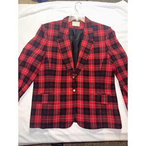 Vintage 60s Pendleton Blazer Womens 18 Virgin Wool Tartan Plaid Two Button